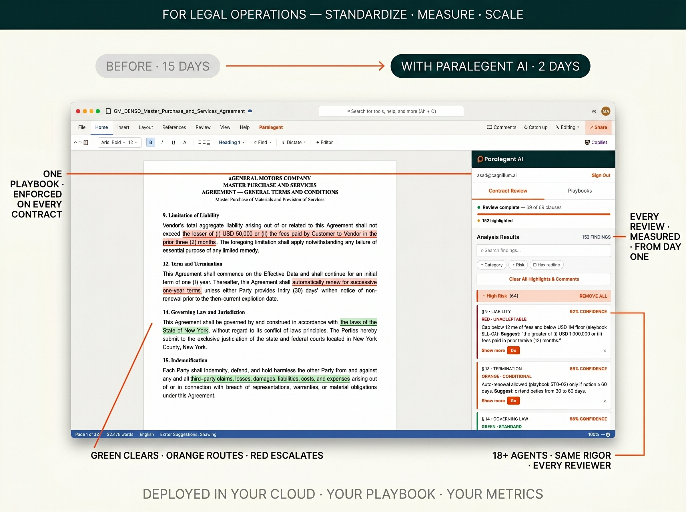 Paralegent AI for legal operations — contract review your lawyers will actually use