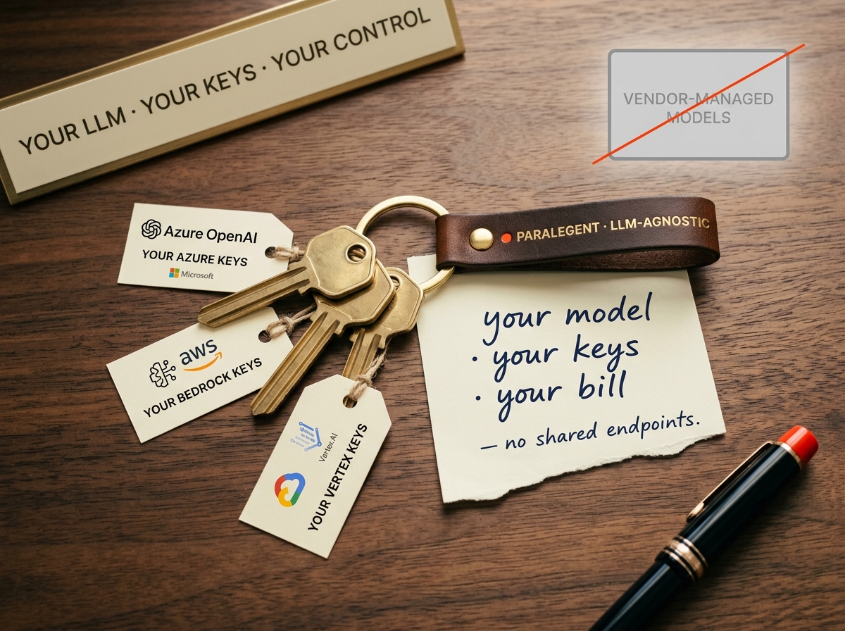 Paralegent AI using customer LLM accounts — LLM-agnostic